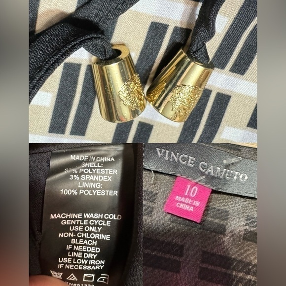 Vince Camuto Women’s Casual Geometrical Printed Color Block Cuff Sleeve Dress 10 - Picture 16 of 16